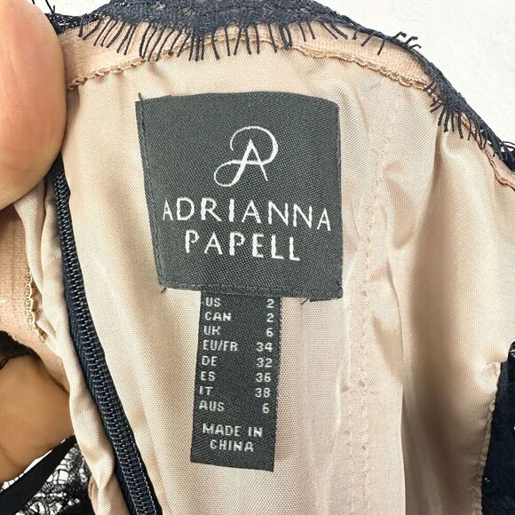 Adrianna Papell Lace Off The Shoulder Mermaid Gown Size 2 Navy Special Occasion - Picture 7 of 8